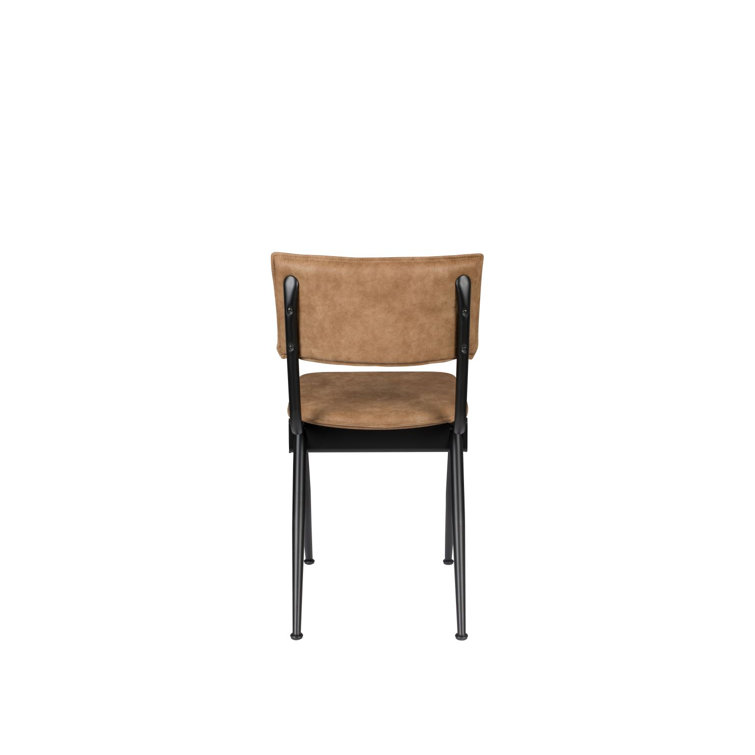 Brown PU Leather Upholstered Side Chair with Metal Legs