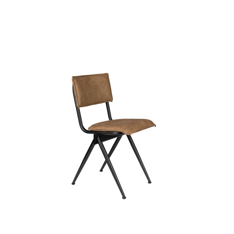 Brown PU Leather Upholstered Side Chair with Metal Legs
