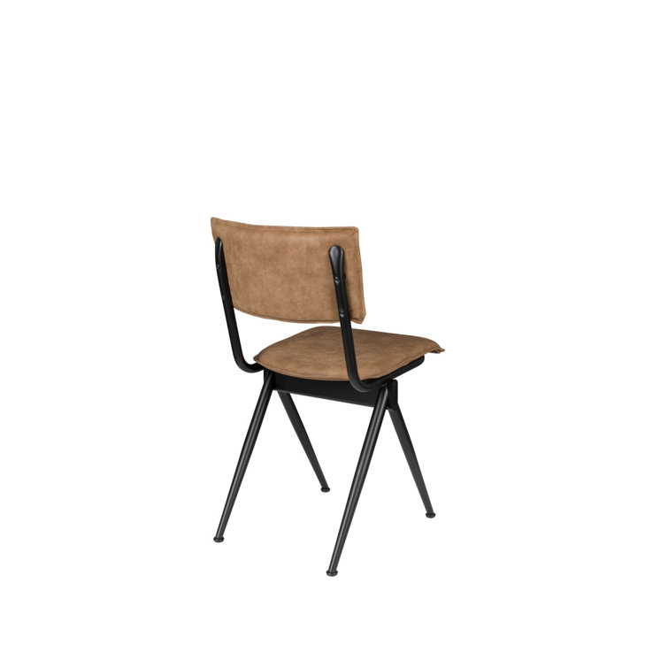 Brown PU Leather Upholstered Side Chair with Metal Legs