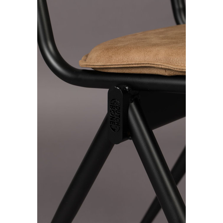 Brown PU Leather Upholstered Side Chair with Metal Legs