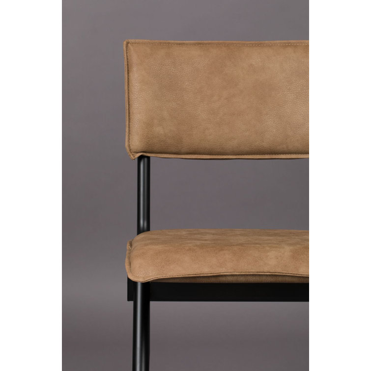 Brown PU Leather Upholstered Side Chair with Metal Legs