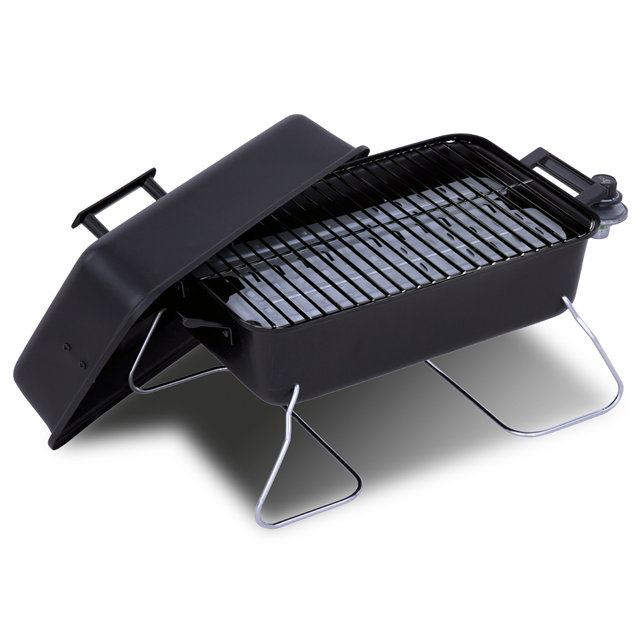 Compact Black Portable Propane Gas Grill with Chrome Grid