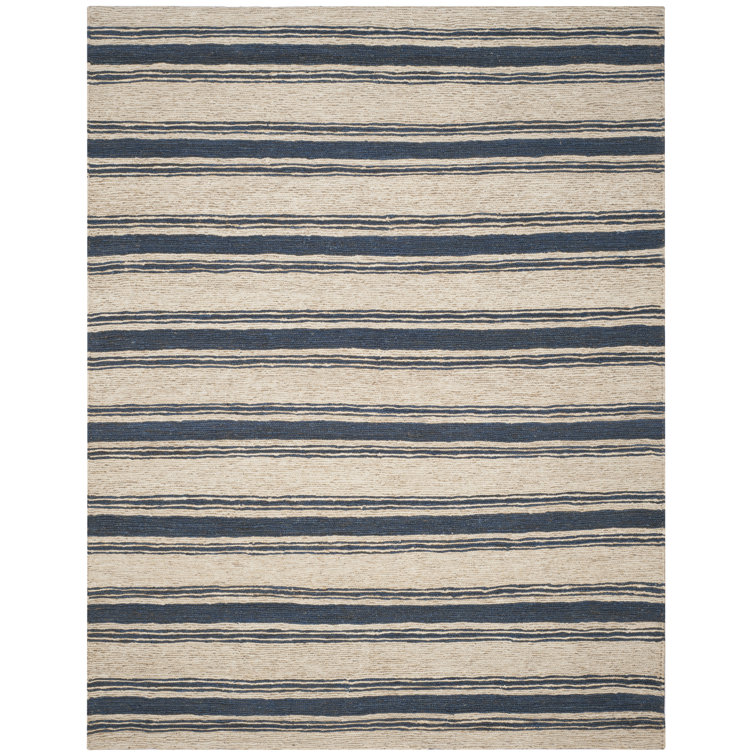 Harbor Blue Striped 9' x 12' Hand-Knotted Jute-Cotton Rug
