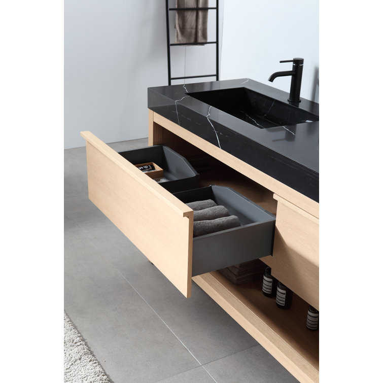 Ariane Whitewash Oak 72'' Double Freestanding Bathroom Vanity