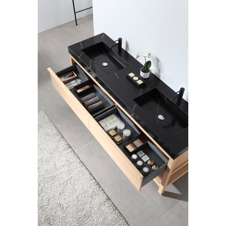 Ariane Whitewash Oak 72'' Double Freestanding Bathroom Vanity