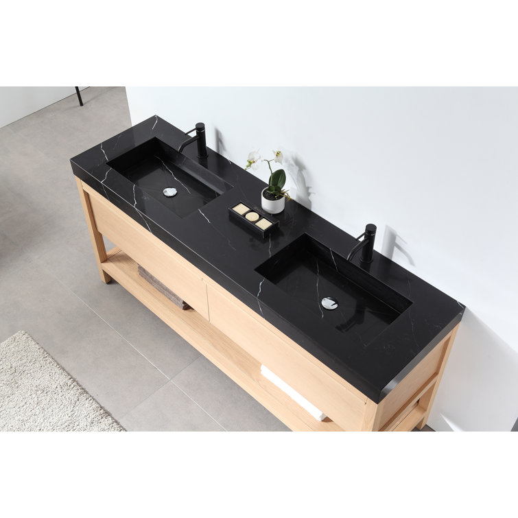Ariane Whitewash Oak 72'' Double Freestanding Bathroom Vanity