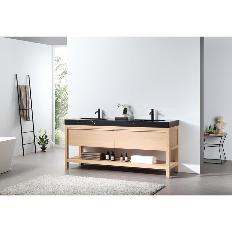 Ariane Whitewash Oak 72'' Double Freestanding Bathroom Vanity