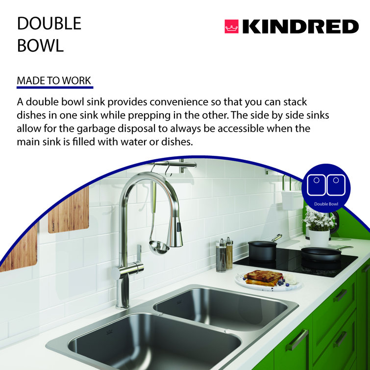 31.25'' Satin Finished Double Bowl Stainless Steel Kitchen Sink