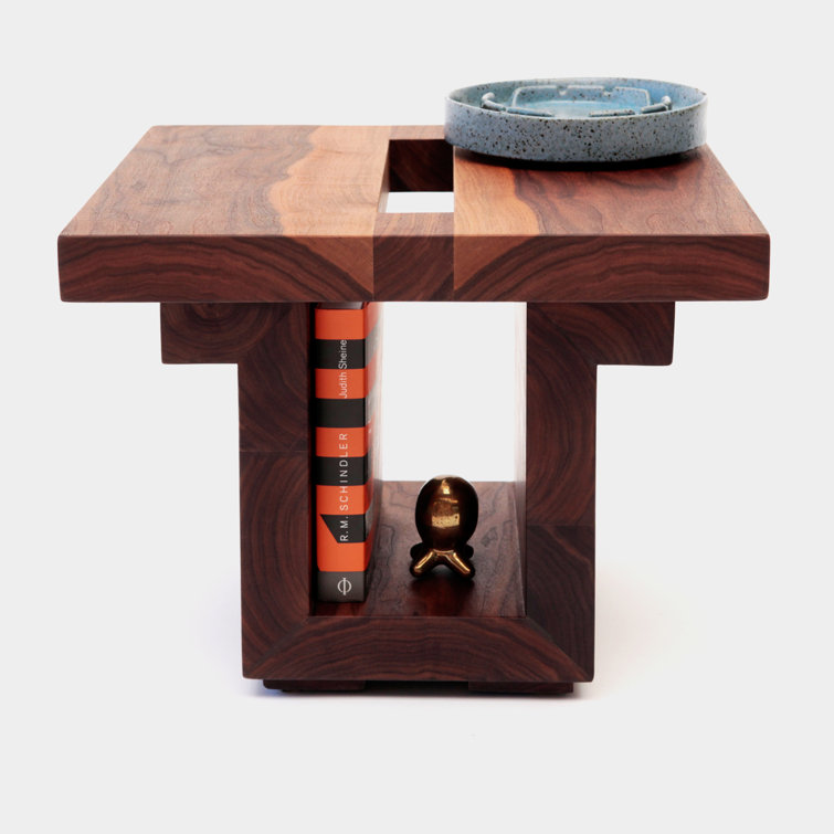 ARTLESS SQ18 Solid Walnut Square End Table with Book Slot