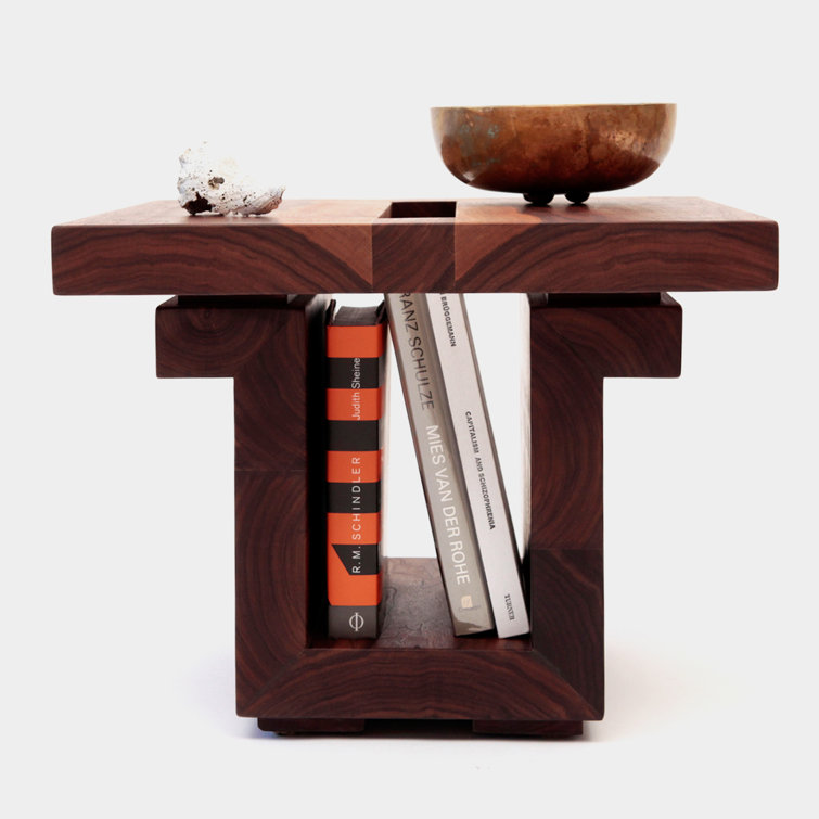 ARTLESS SQ18 Solid Walnut Square End Table with Book Slot