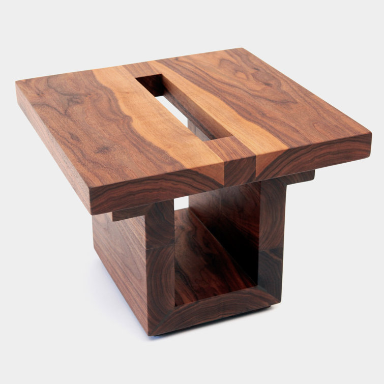 ARTLESS SQ18 Solid Walnut Square End Table with Book Slot