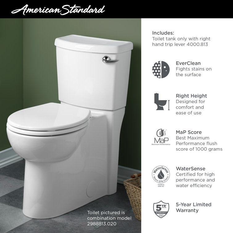 White Ceramic Toilet Tank with Right Hand Flush Lever