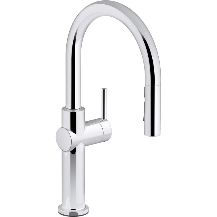 Crue 28.63" Polished Chrome Pull-Down Kitchen Faucet with Three-Function Sprayer