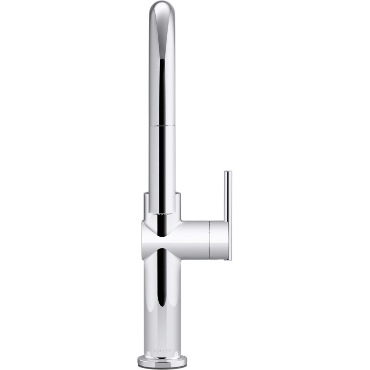 Crue 28.63" Polished Chrome Pull-Down Kitchen Faucet with Three-Function Sprayer