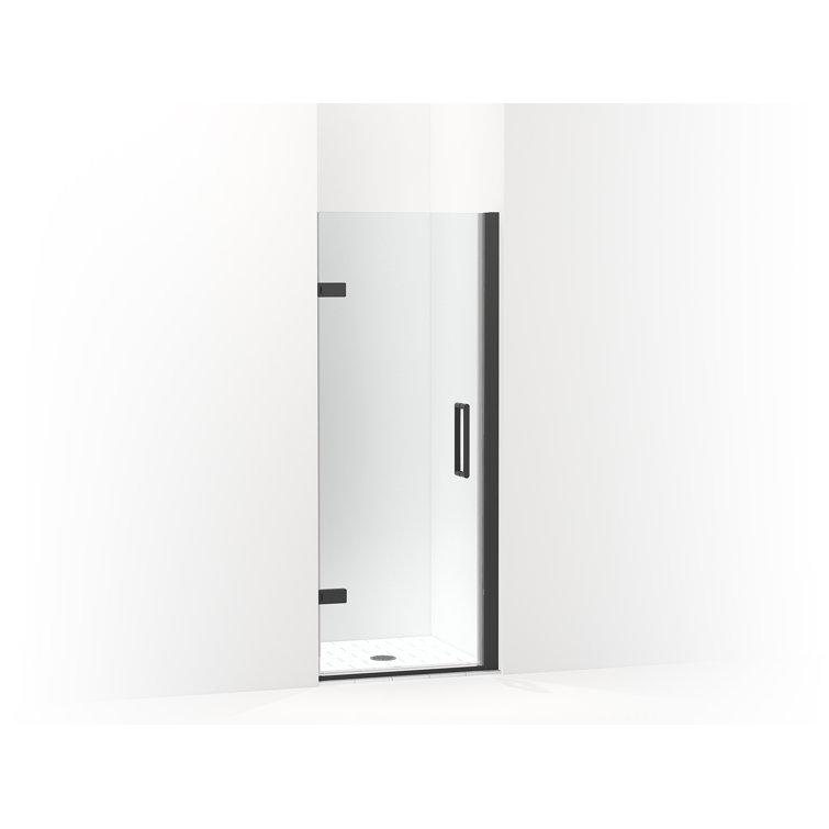 Matte Black Frameless Pivot Shower Door with Crystal Clear Glass