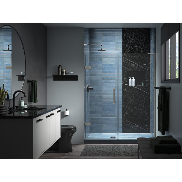 Anodized Brushed Nickel Frameless Pivot Shower Door with Clear Glass