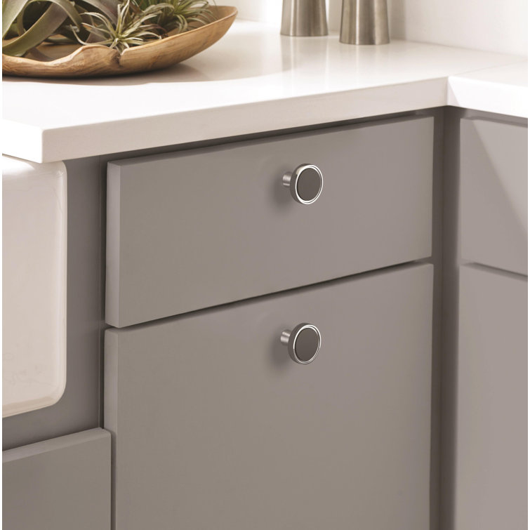1-3/8" Round Matte Black and Chrome Cabinet Knob