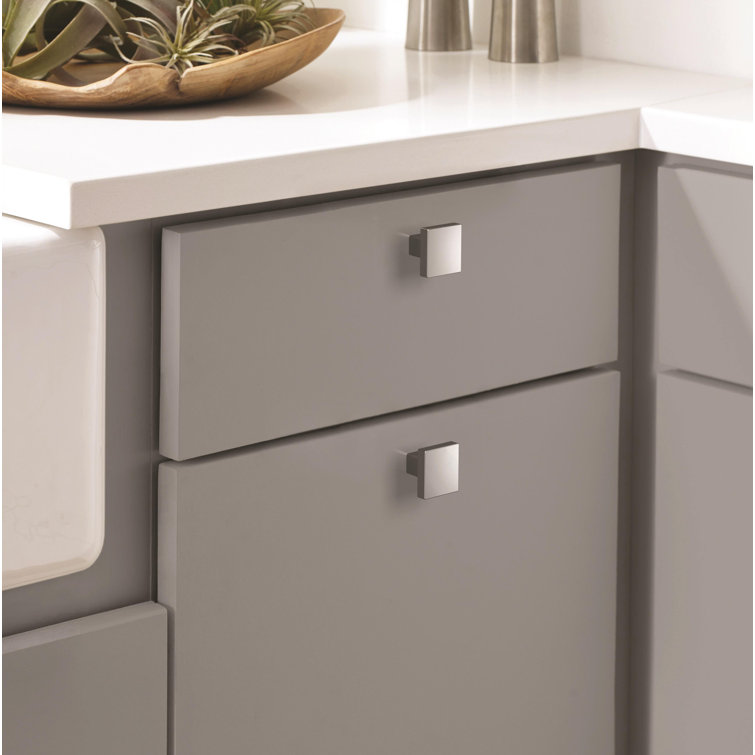 Polished Chrome Square Cabinet Knob with Mounting Hardware