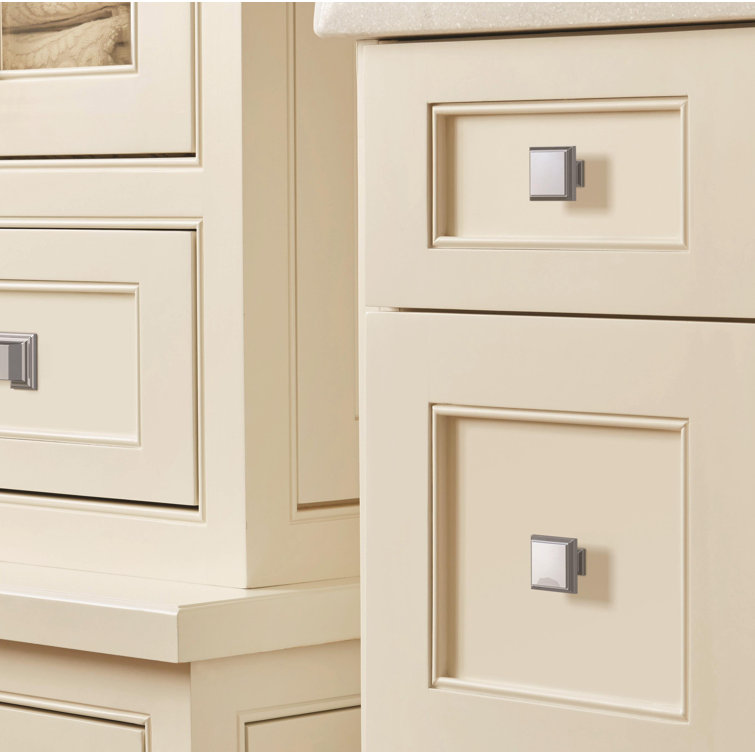 Polished Chrome Square Cabinet Knob with Mounting Hardware