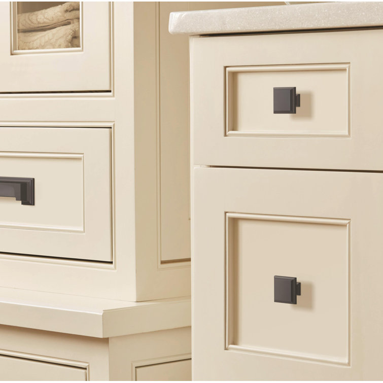 Matte Black Square Traditional Cabinet Knob with Mounting Hardware