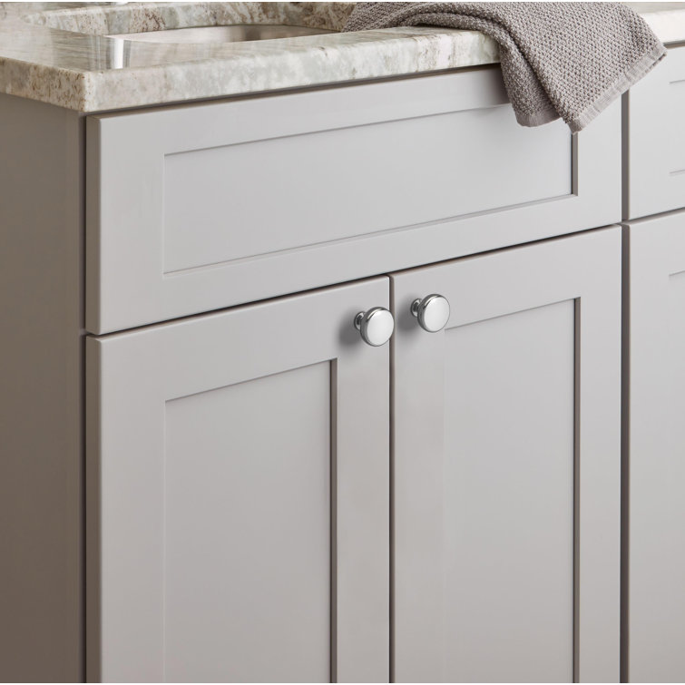 Polished Chrome Round Cabinet Knob with Mounting Hardware