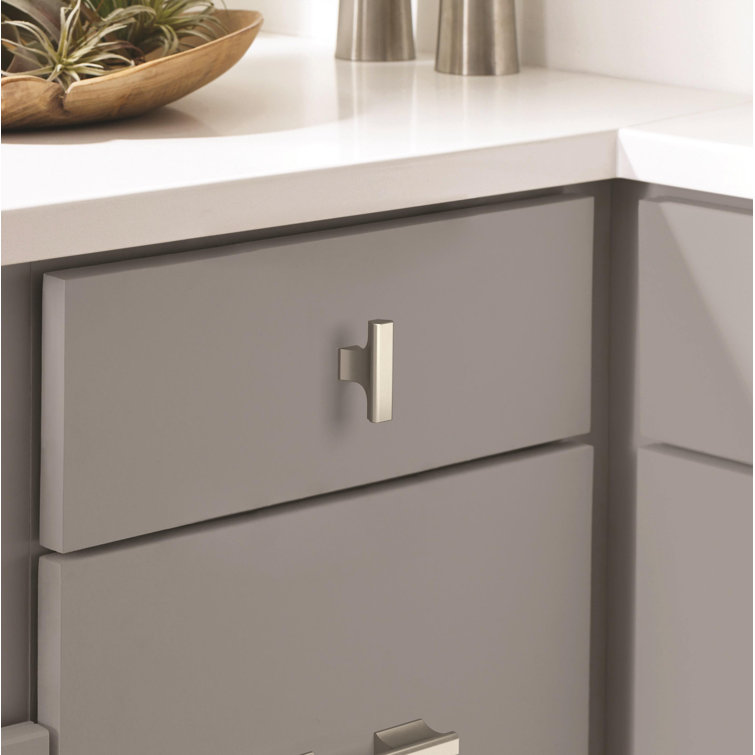 Satin Nickel 2" T-Handle Cabinet Knob with Mounting Hardware