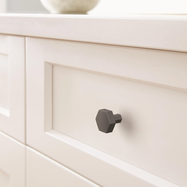 Matte Black Geometric Cabinet Knob with Mounting Hardware