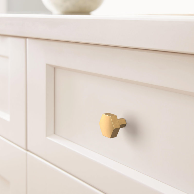 Champagne Bronze Geometric Cabinet Knob with Mounting Hardware