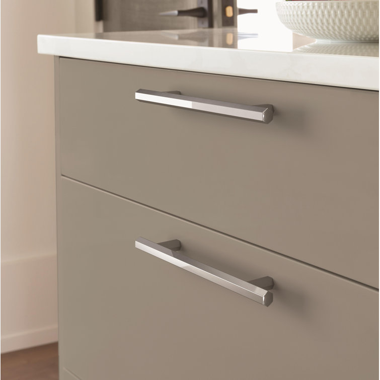 Polished Chrome Modern Cabinet Bar Pull with Mounting Hardware