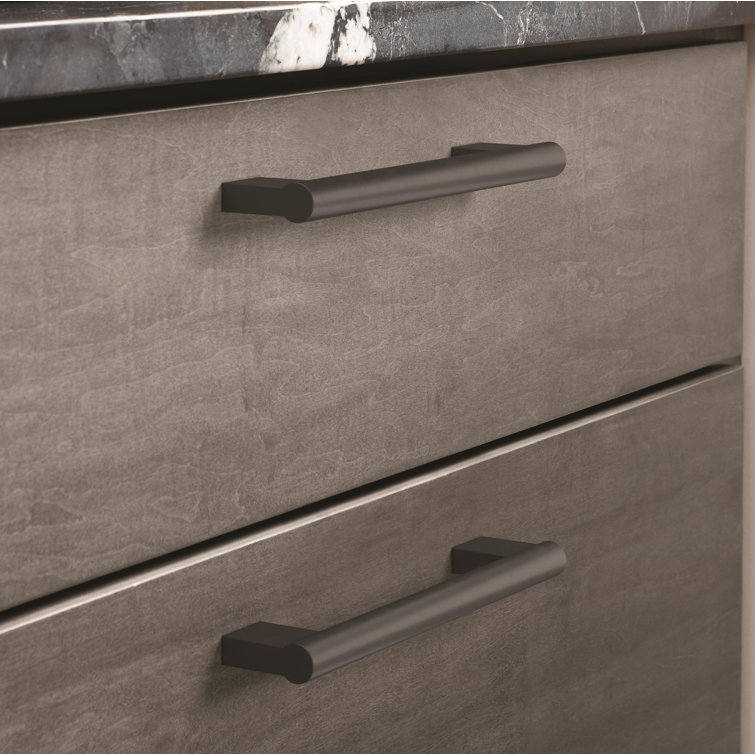 Matte Black Steel Modern Bar Pull with Mounting Hardware