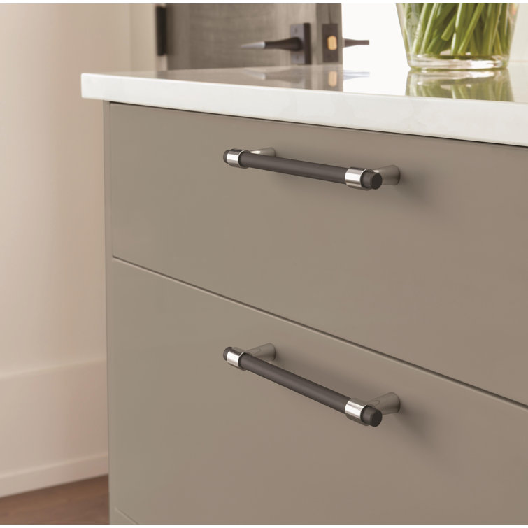 Modern Matte Black and Chrome Bar Cabinet Pull