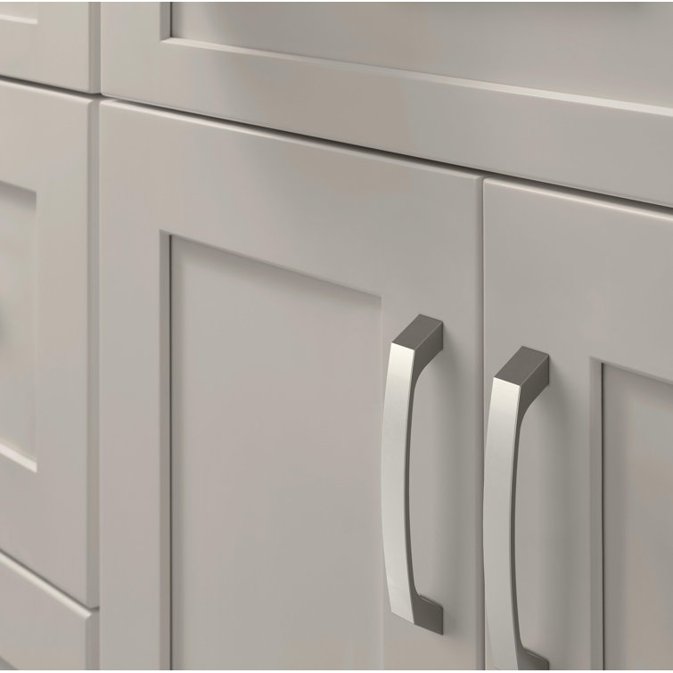 Brushed Nickel Modern Cabinet and Drawer Pull with Mounting Hardware