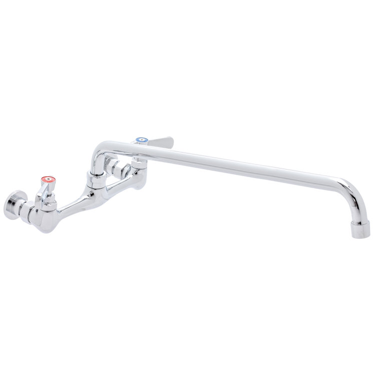 16" Polished Chrome Brass Wall Mount Kitchen Faucet