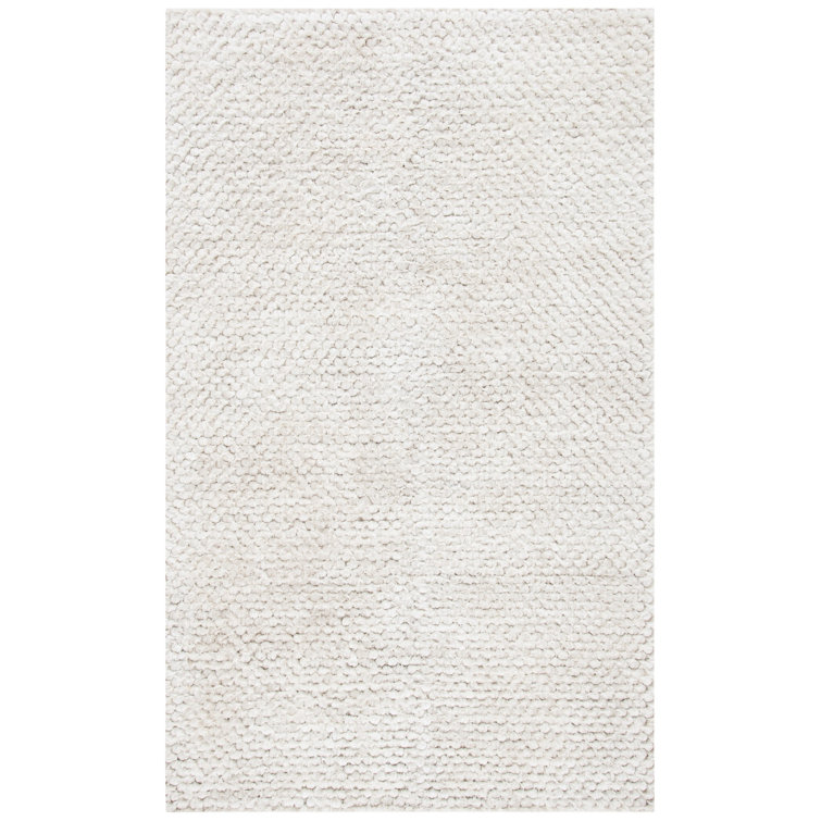 Provence Villa Luxe Shag 47" Round Cotton-Synthetic White Rug