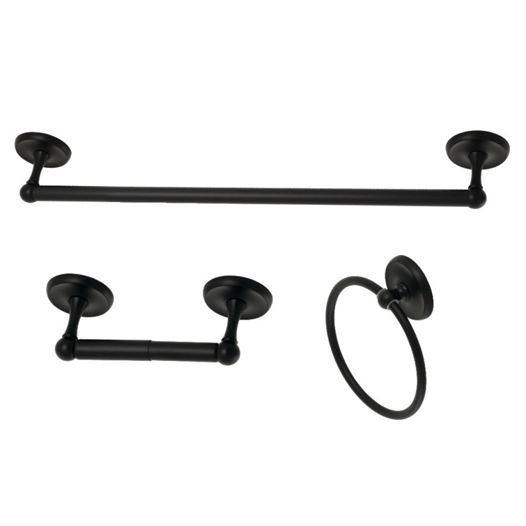 Victorian Matte Black Metal 3-Piece Bathroom Accessory Set