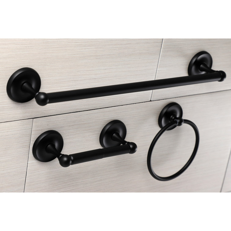 Victorian Matte Black Metal 3-Piece Bathroom Accessory Set