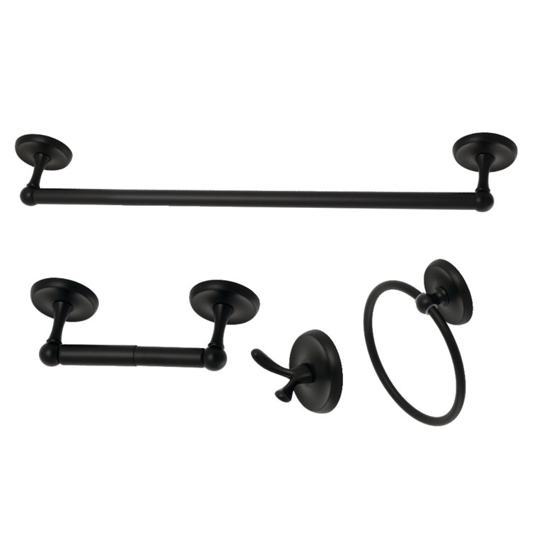 Matte Black Victorian 4-Piece Metal Bathroom Hardware Set
