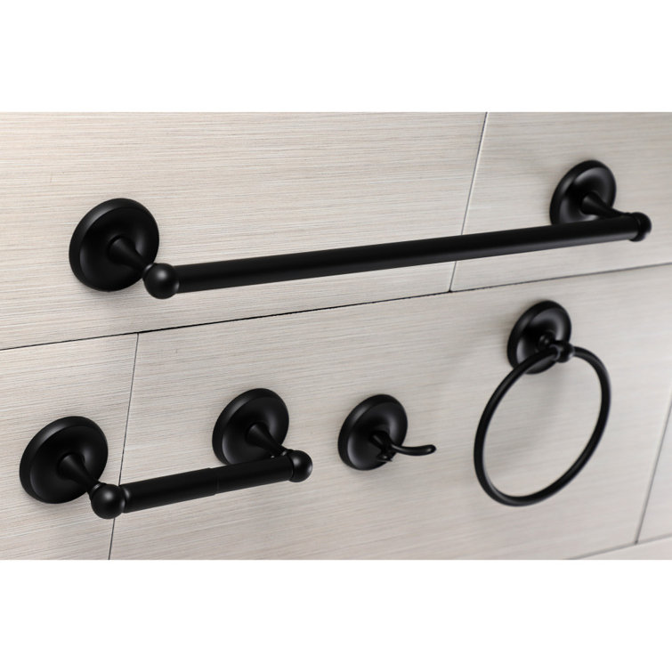 Matte Black Victorian 4-Piece Metal Bathroom Hardware Set