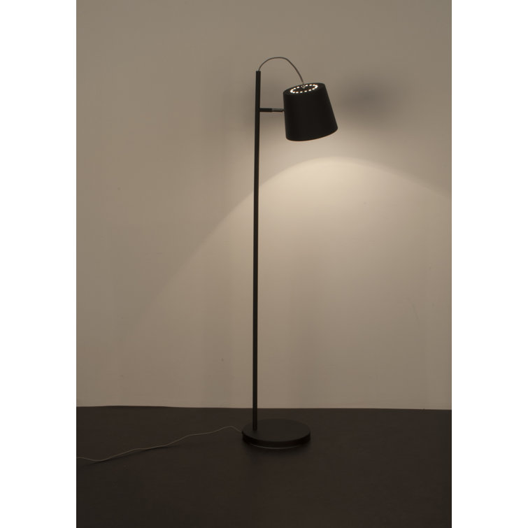 Black Adjustable Metal Task Floor Lamp with Tiltable Shade