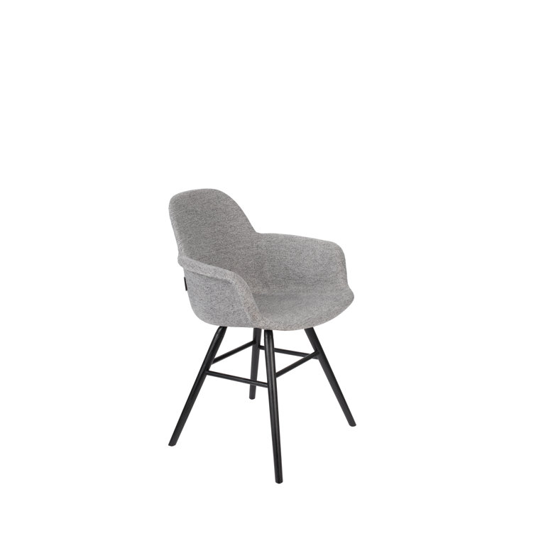 Elegant Light Gray Faux Leather & Wood Armchair