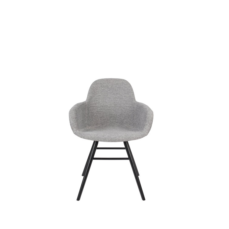 Elegant Light Gray Faux Leather & Wood Armchair