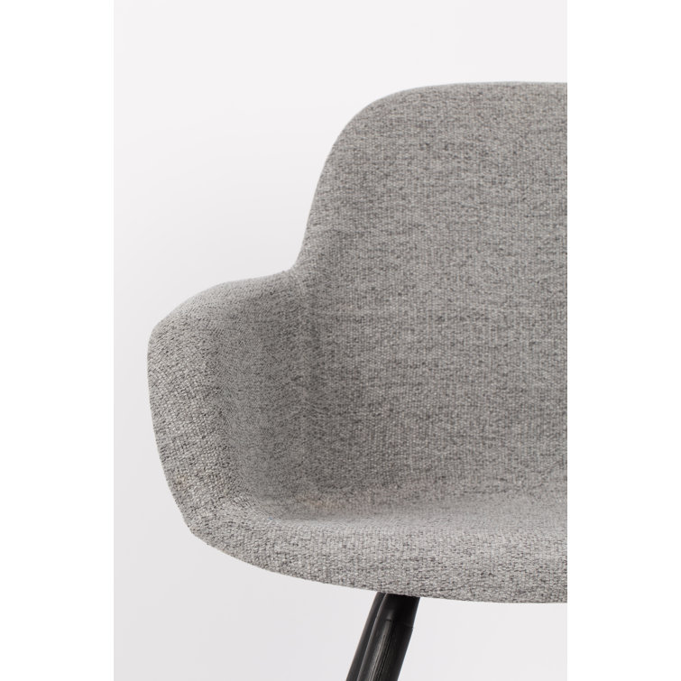 Elegant Light Gray Faux Leather & Wood Armchair