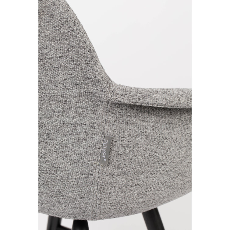 Elegant Light Gray Faux Leather & Wood Armchair