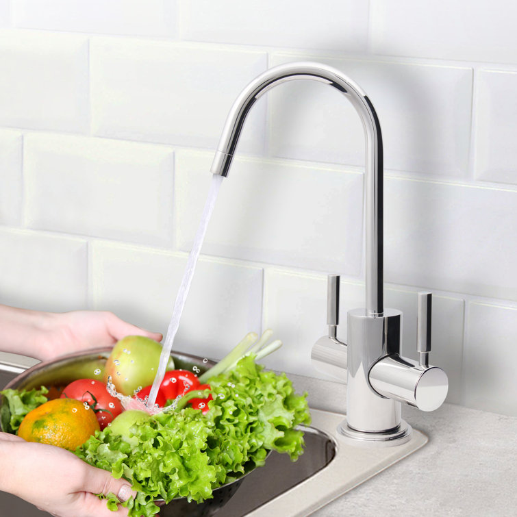 Chrome Dual Handle Hot and Cold Water Dispenser Faucet