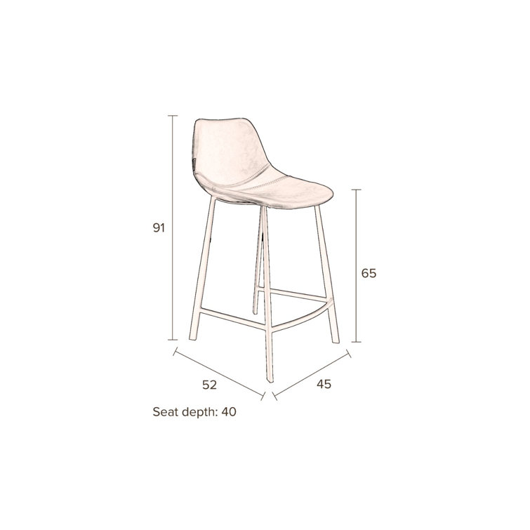 Brown Faux Leather and Steel 26'' Counter Stool Set