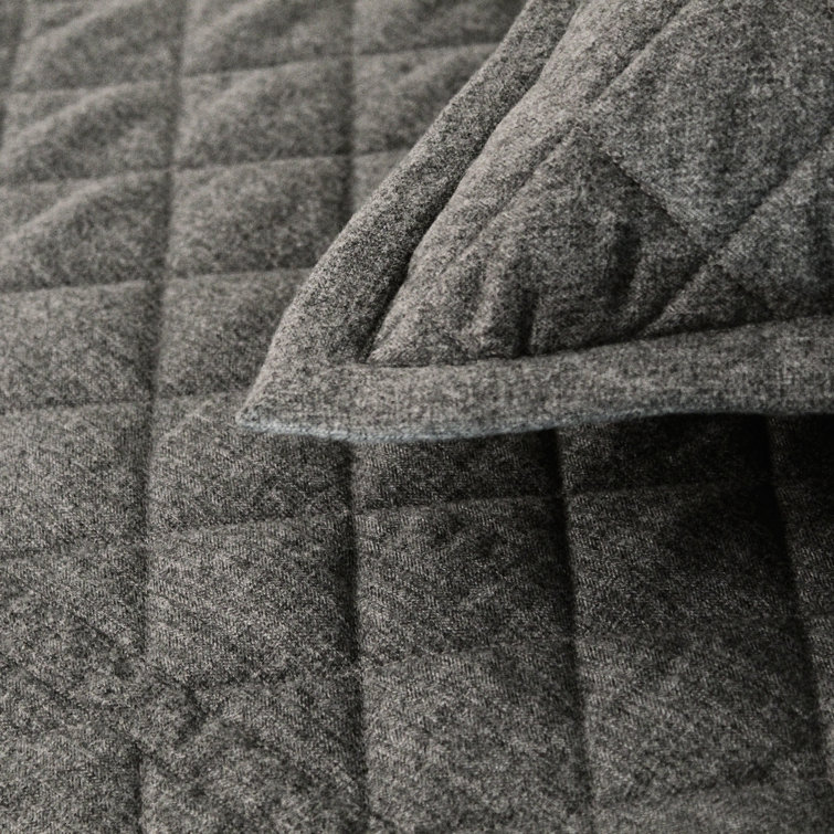 Elegant Gray Diamond Quilted Queen Microfiber Coverlet Set