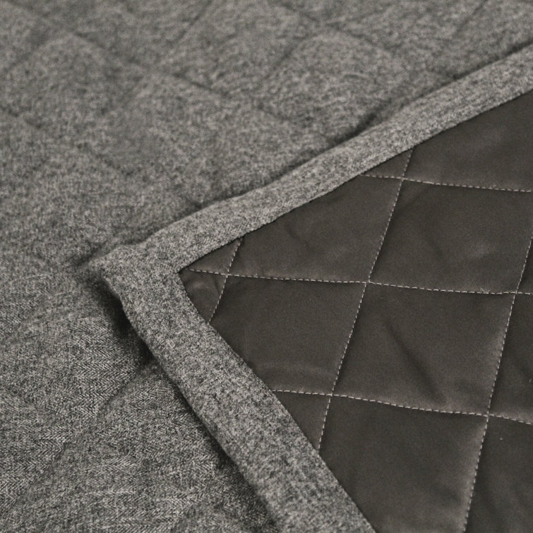 Elegant Gray Diamond Quilted Queen Microfiber Coverlet Set