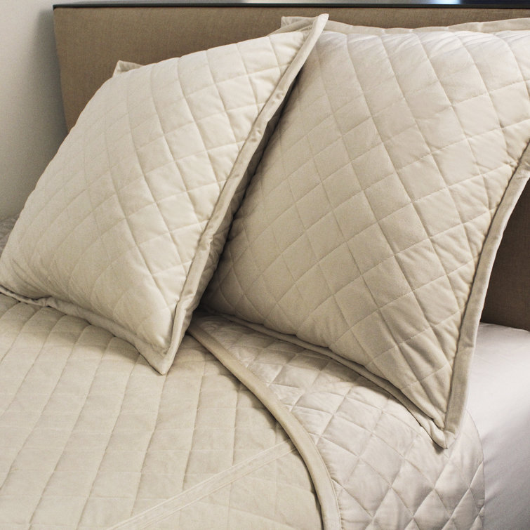 King Size Indigo Linen Quilted Coverlet Set with Euro Shams