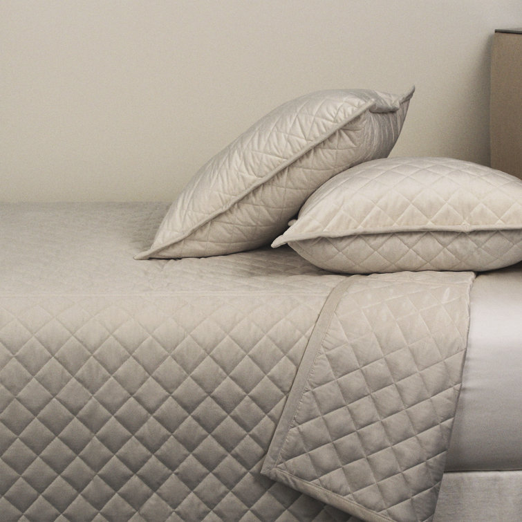 King Size Indigo Linen Quilted Coverlet Set with Euro Shams