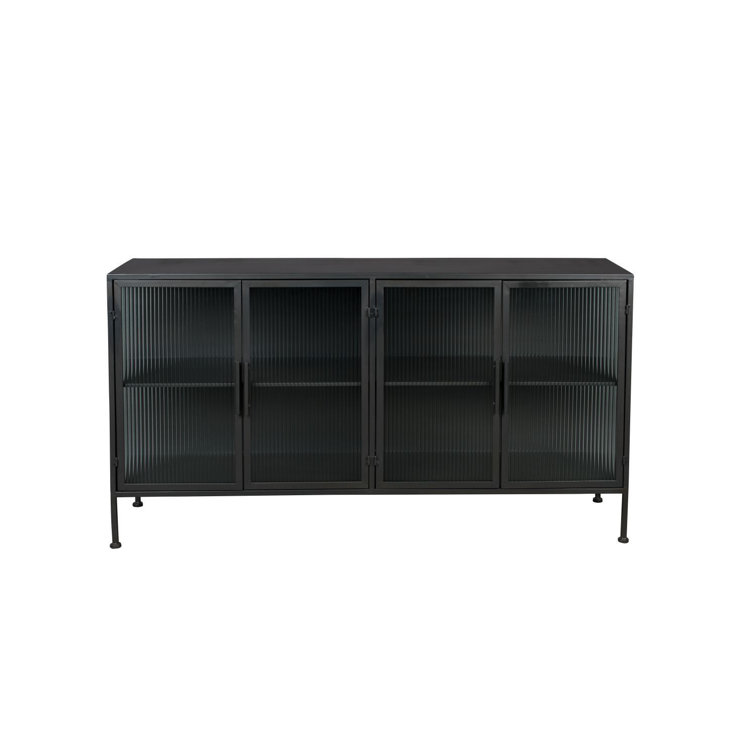 Boli 59'' Black Iron and Glass Sideboard